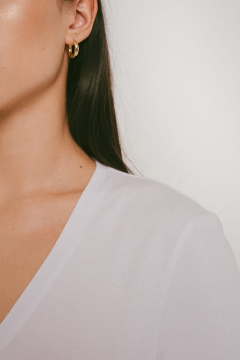 T-shirt Natural, V-neck bawełniany, biały