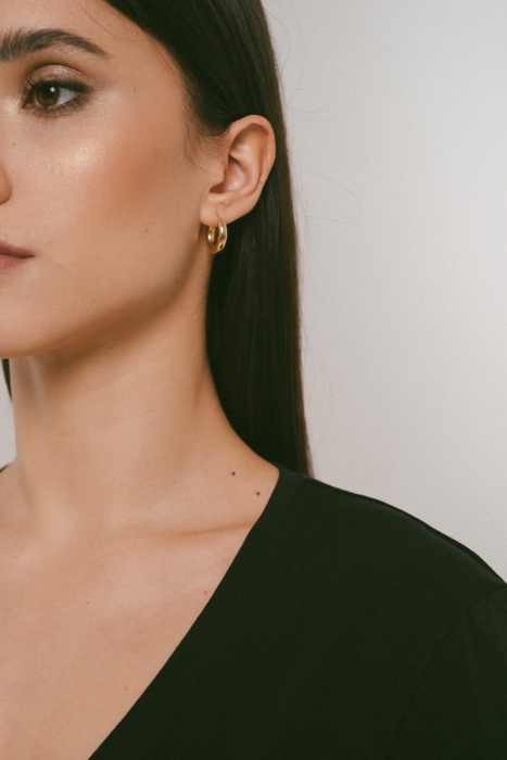 T-shirt Natural, V-neck bawełniany, czarny