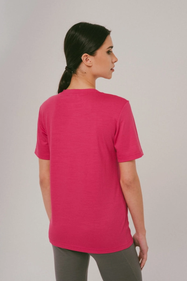 T-shirt wełniany, różowy