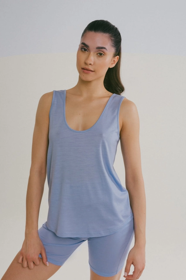 Koszulka na ramiączka Atlanta wełniana, niebieska