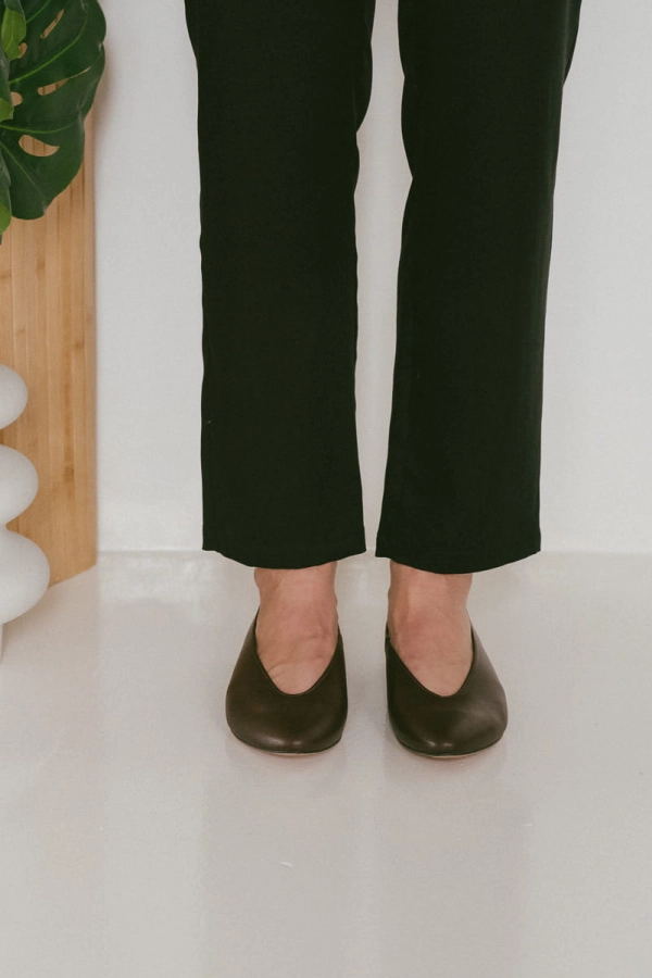 Baleriny Audrey skórzane, brązowe