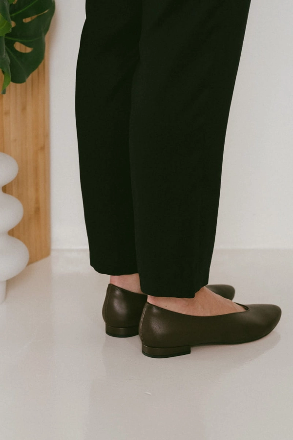 Baleriny Audrey skórzane, brązowe