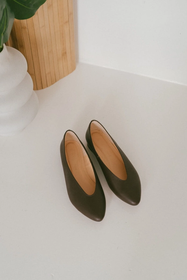 Baleriny Audrey skórzane, brązowe