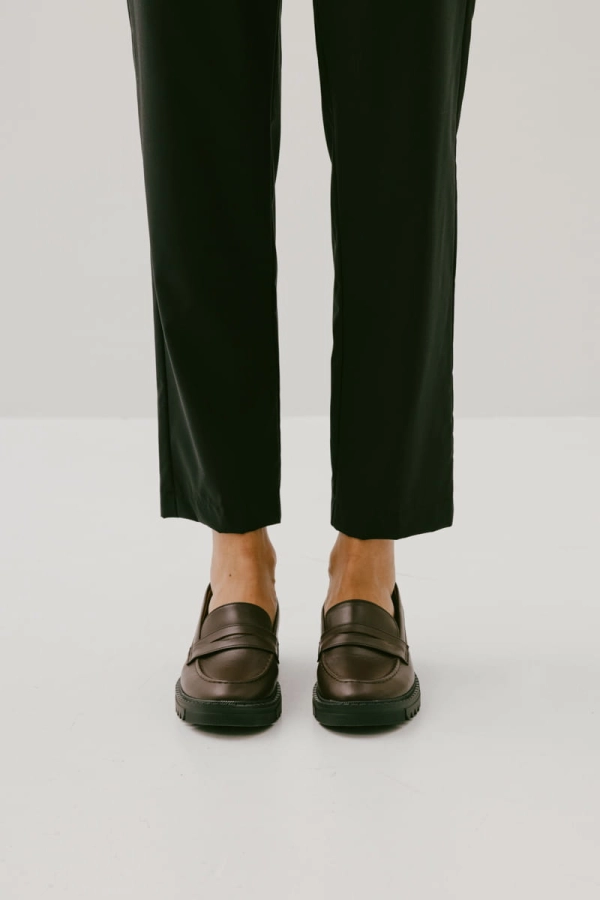 Chunky loafers skórzane, ciemnobrązowe