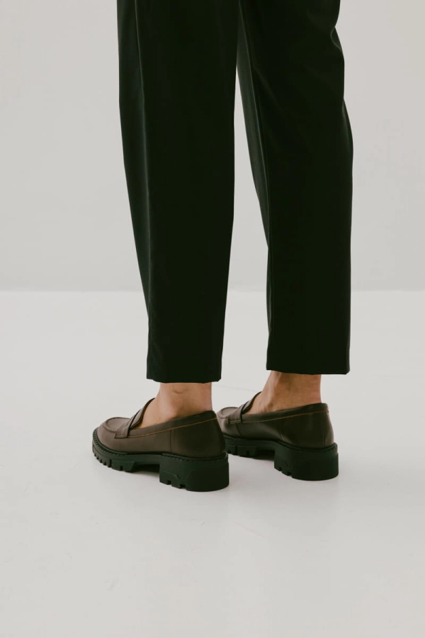 Chunky loafers skórzane, ciemnobrązowe