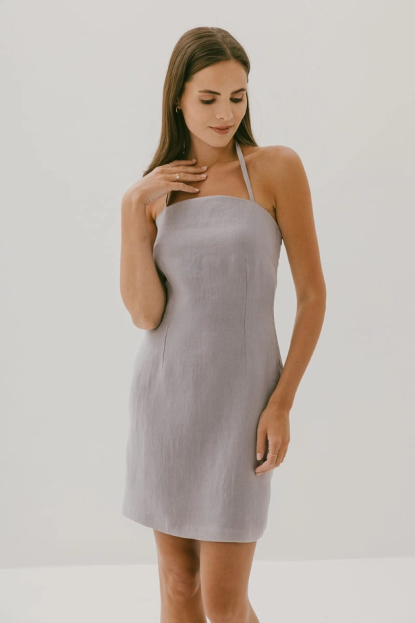 Sukienka lniana Vista, szara