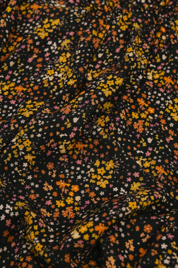 Sukienka z wiskozy Violet z rękawem, w żółte kwiaty