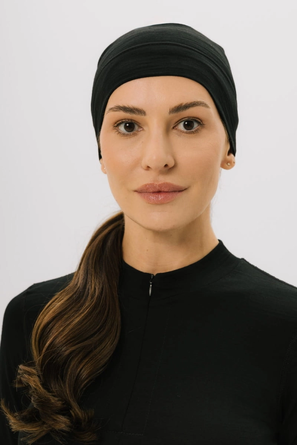 Czapka jednowarstwowa czarna wełniana