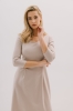 Sukienka midi Gala wełniano-kaszmirowa, kremowa