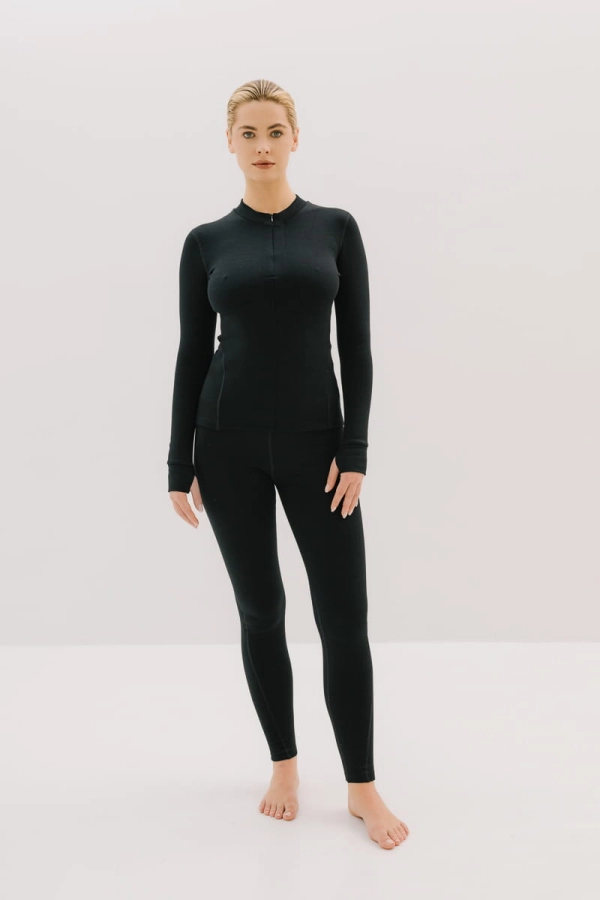 Extra Warm Trail legginsy sportowe wełniane, czarne