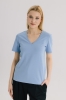 T-shirt Natural, V-neck bawełniany, niebieski