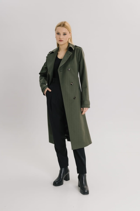 Trencz Bridget bawełniano-wełniany, zielony