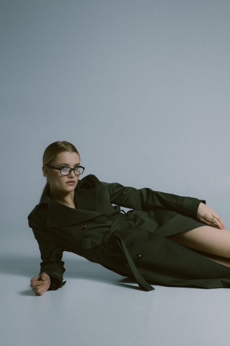 Trencz Bridget bawełniano-wełniany, zielony