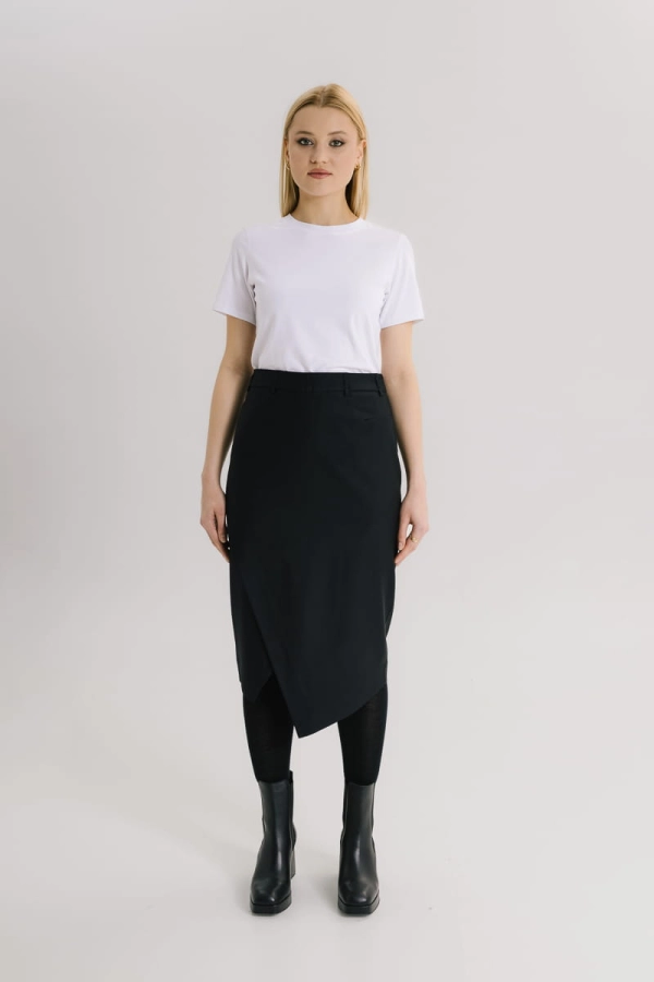 Spódnica wełniana midi Bliss, czarna