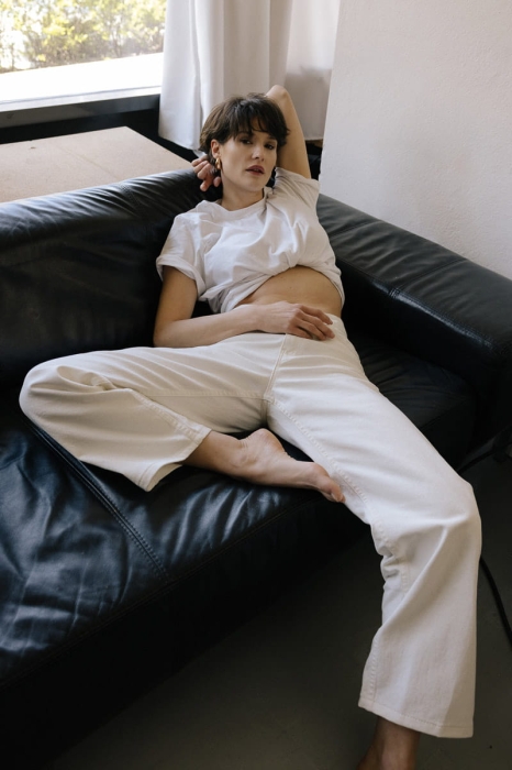 Spodnie Jeansowe Houston z bawełny organicznej, białe