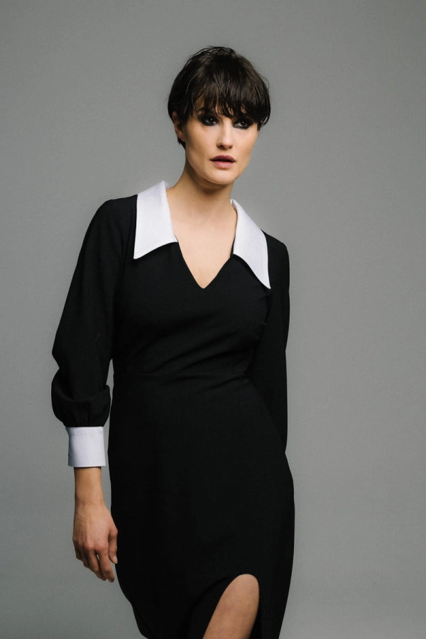 Sukienka Posh wełniana, czarna