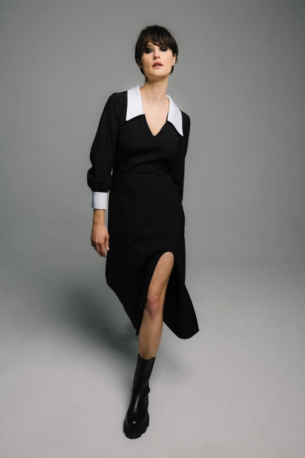 Sukienka Posh wełniana, czarna