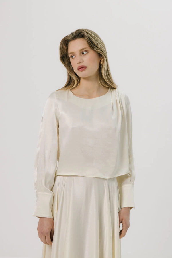 Bluzka Wave wiskozowa, kremowa