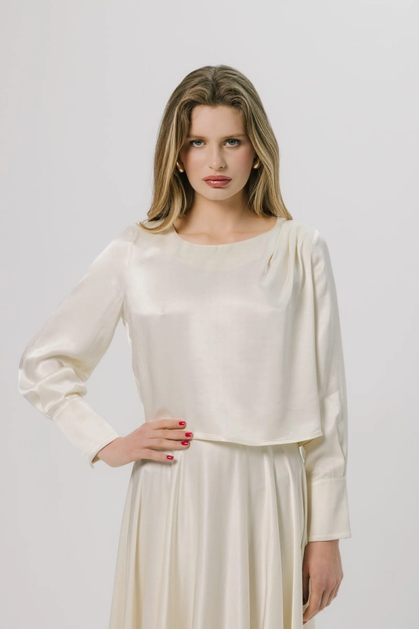 Bluzka Wave wiskozowa, kremowa