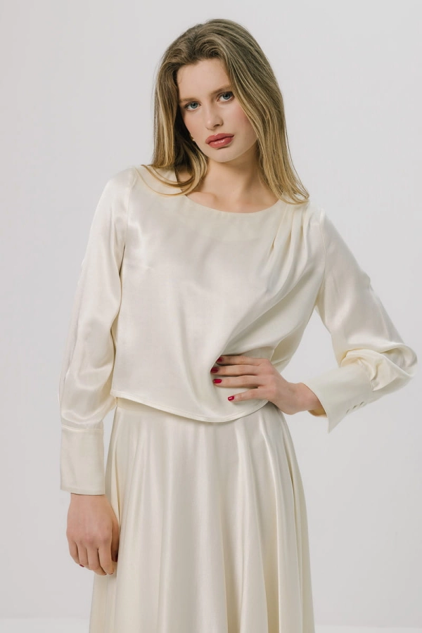 Bluzka Wave wiskozowa, kremowa