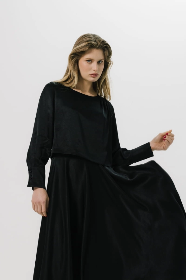 Bluzka Wave wiskozowa, czarna