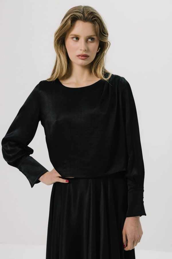 Bluzka Wave wiskozowa, czarna