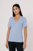 T-shirt Natural, V-neck bawełniany, niebieski