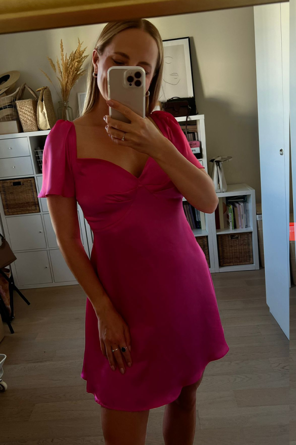 Sukienka Violet z cupro, pink flamingo