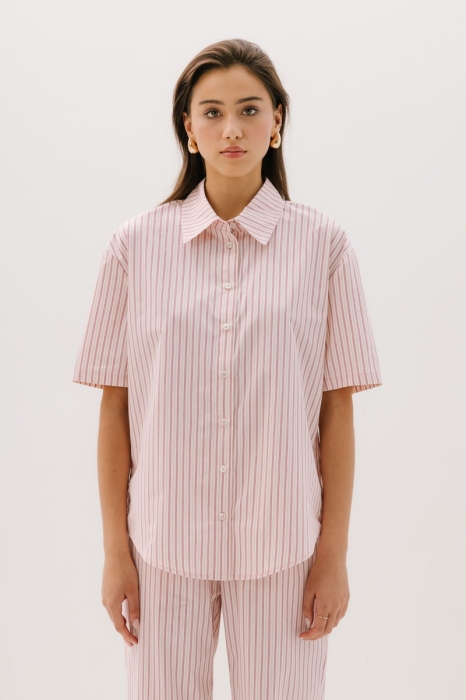 Koszula Vernazza bawełniana, różowa w paski