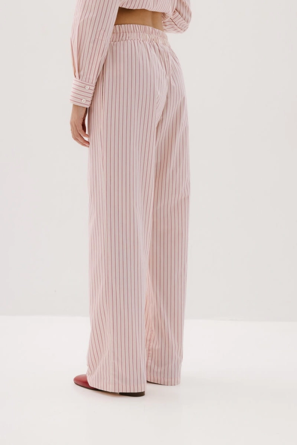 Spodnie bawełniane Positano, różowe w paski