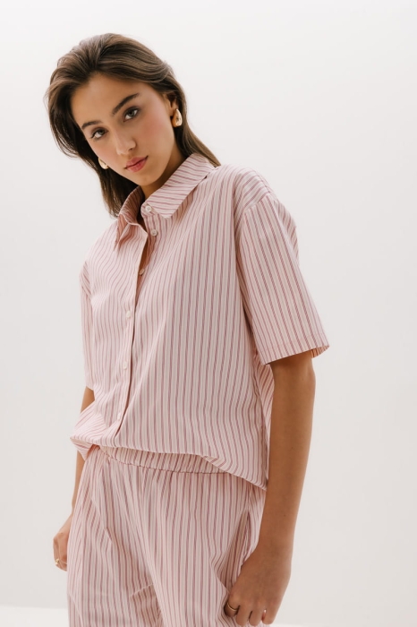 Koszula Vernazza bawełniana, różowa w paski