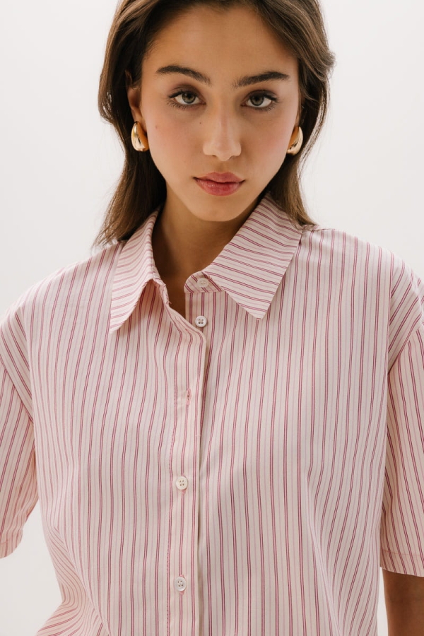 Koszula Vernazza bawełniana, różowa w paski