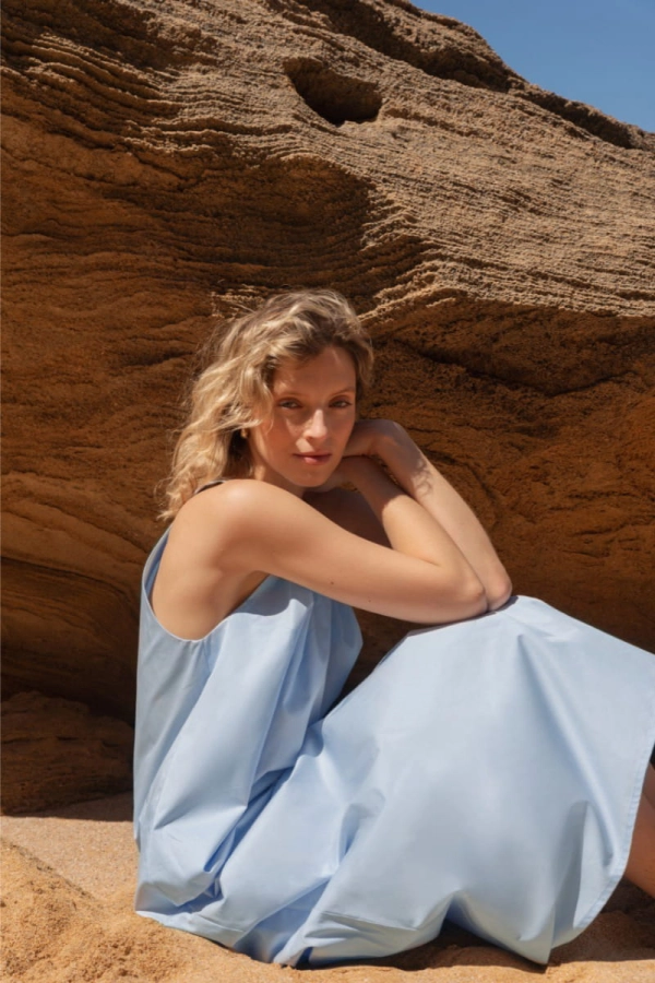 Sukienka bawełniana Riviera, niebieska