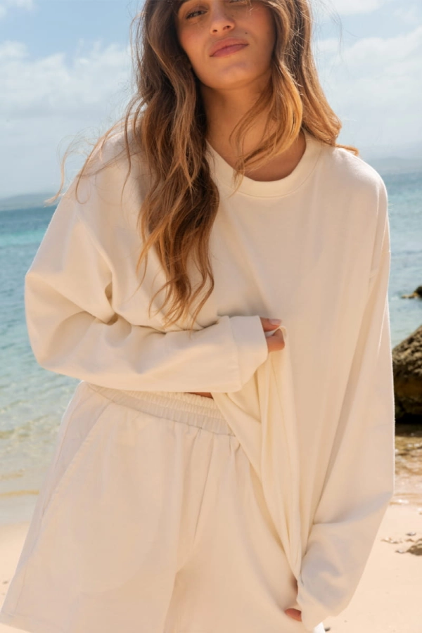 Bluza bawełniana Harmony, kremowa