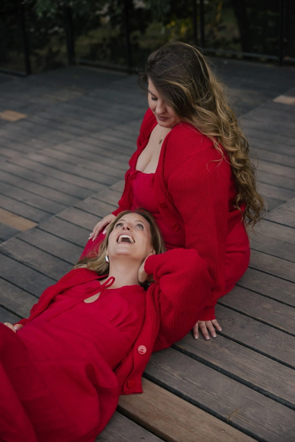 Sukienka Ania Sudoł x Monika Kamińska lniana, czerwona