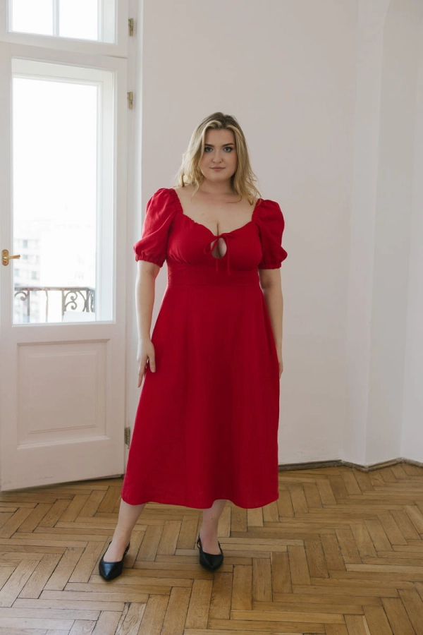 Sukienka Liberty lniana, czerwona