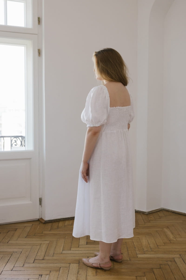 Sukienka Liberty lniana, biała