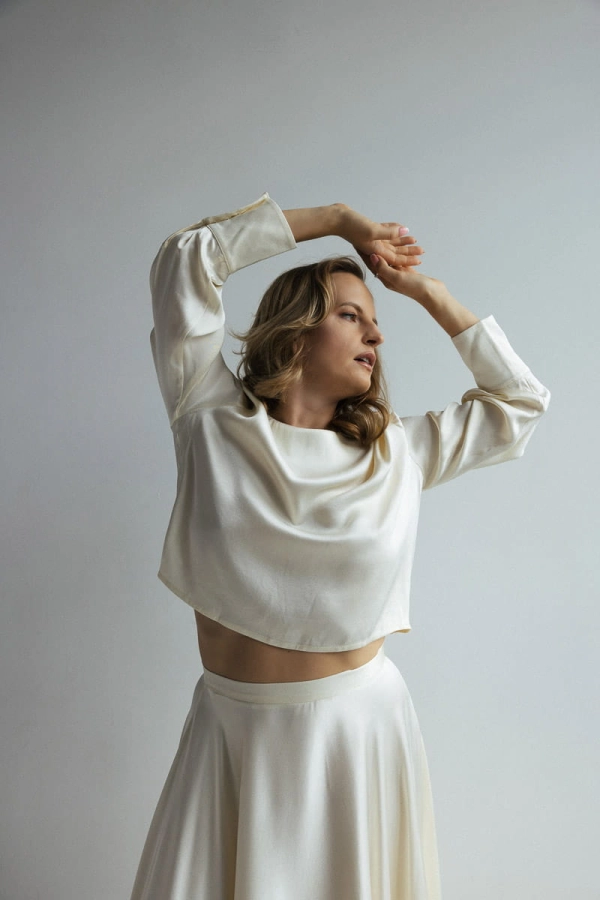 Bluzka Wave wiskozowa, kremowa