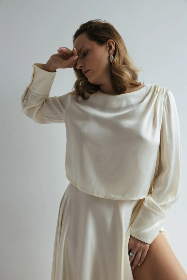 Bluzka Wave wiskozowa, kremowa