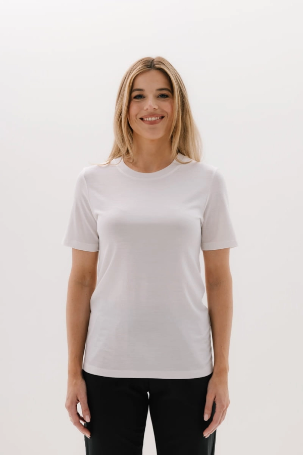 T-shirt O-neck Lana wełniany , biały