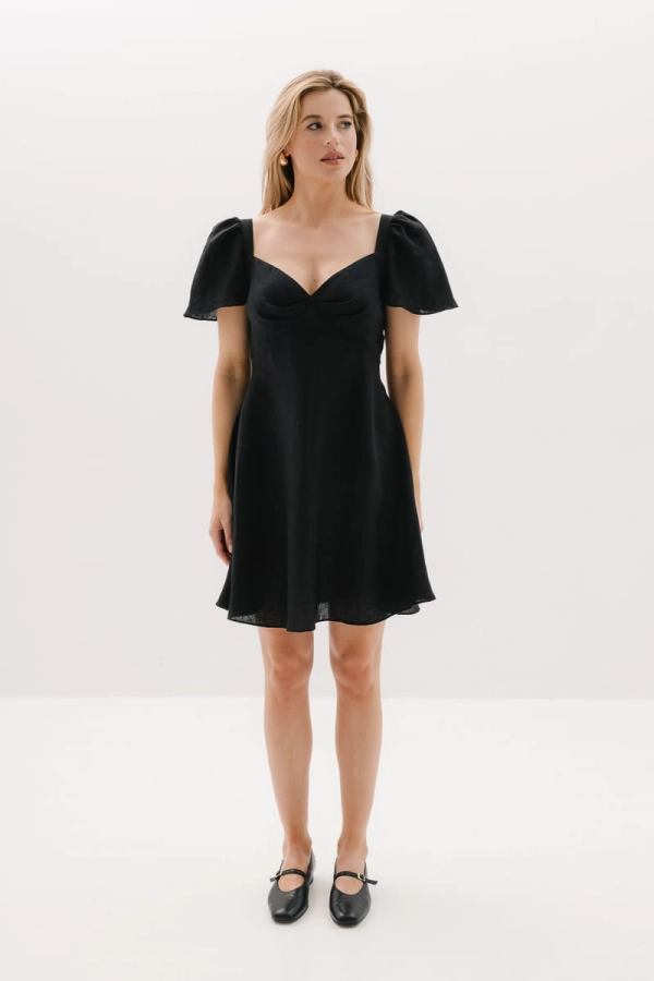 Sukienka Violet lniana, czarna