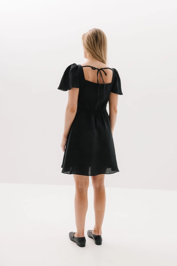 Sukienka Violet lniana, czarna