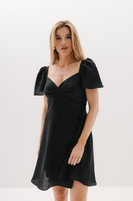 Sukienka Violet lniana, czarna