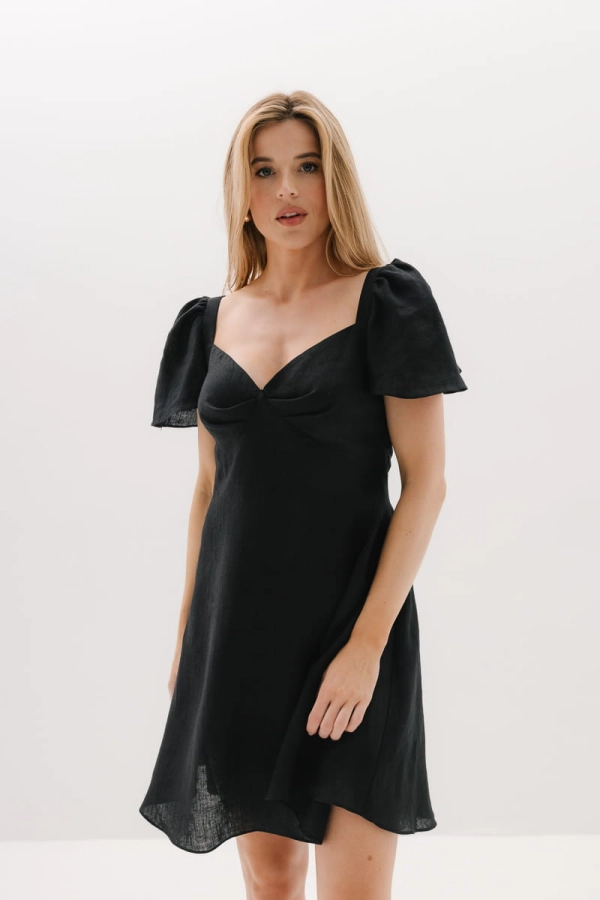 Sukienka Violet lniana, czarna