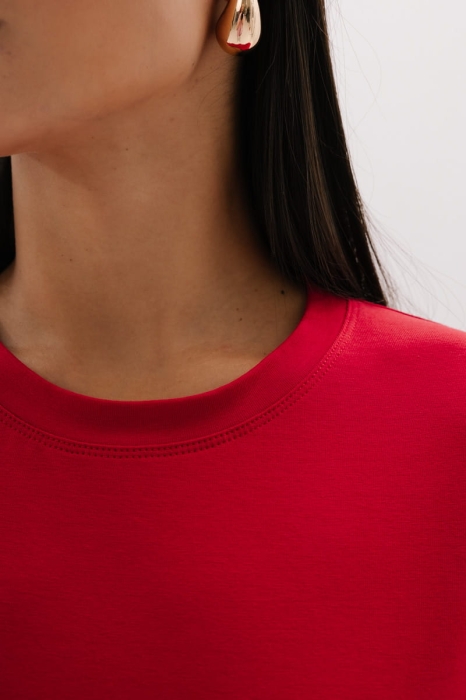 T-shirt Natural O-neck bawełniany, czerwony