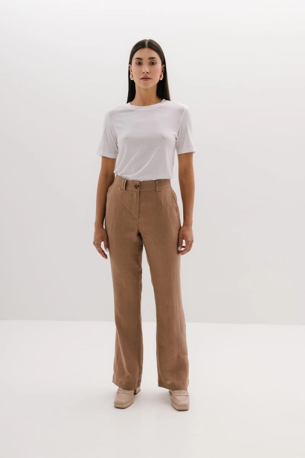Spodnie Linen Whisper lniane, beżowe