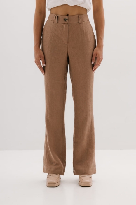 Spodnie Linen Whisper lniane, beżowe