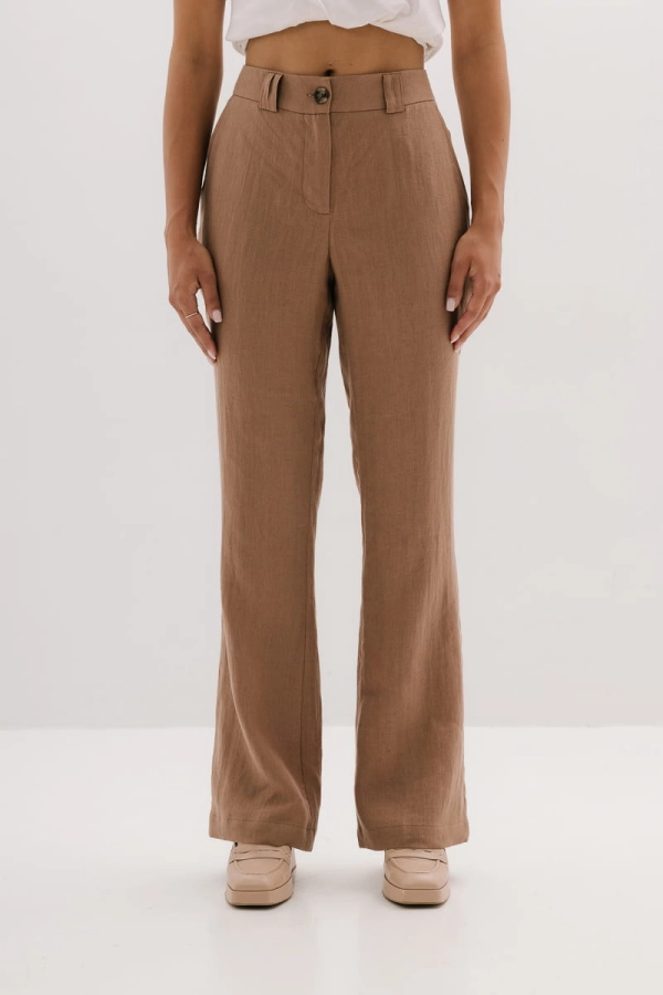 Spodnie Linen Whisper lniane, beżowe