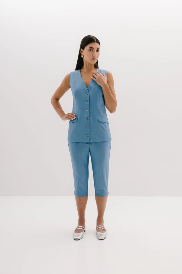 Spodnie Capri wełniane, niebieskie