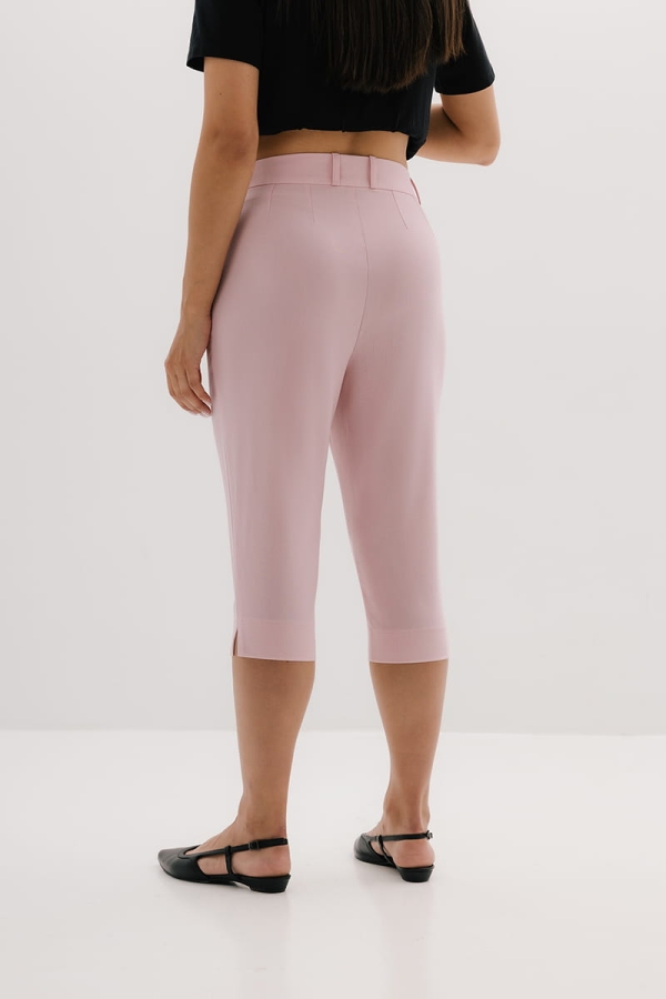 Spodnie Capri wełniane, różowe